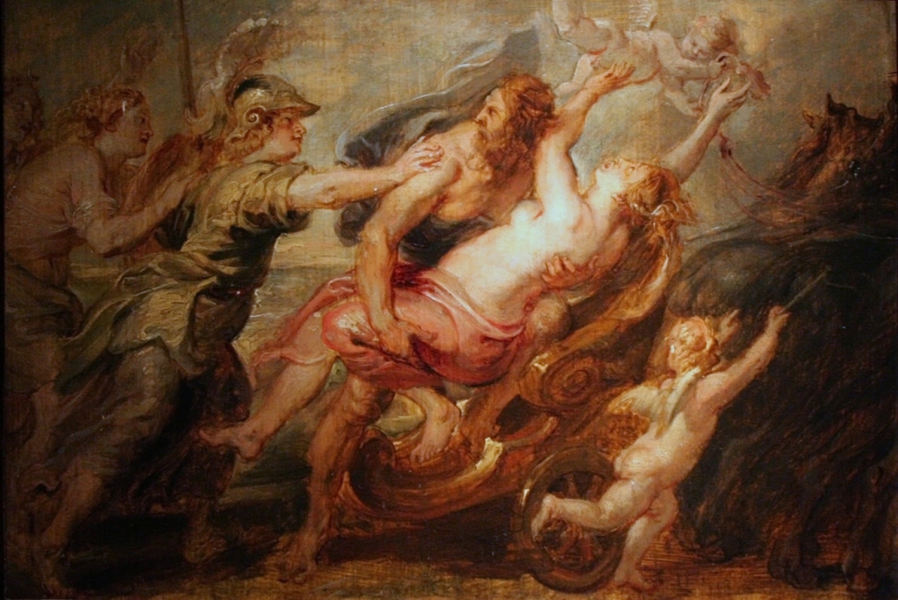 Hades' in Persephone' yi kaçırışını tasvir eden resim.